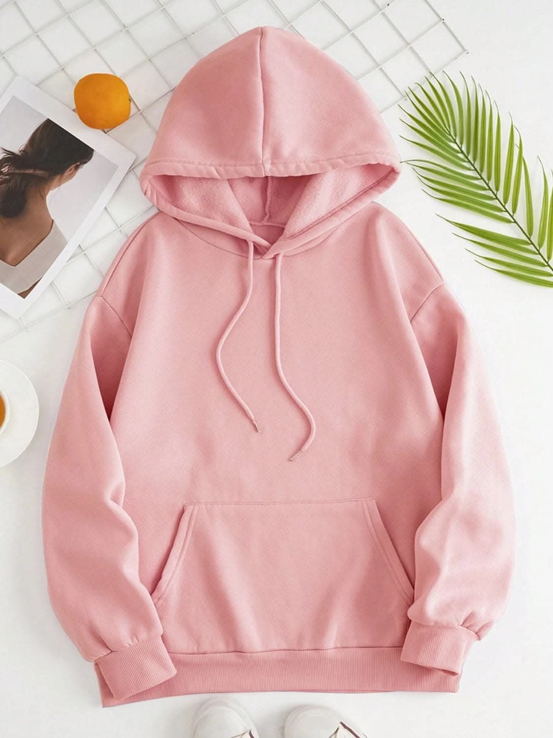 Casual drawstring hoodie with pockets