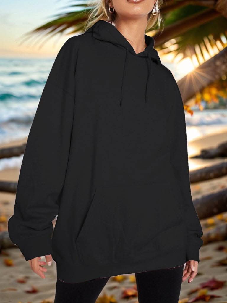 Casual drawstring hoodie with pockets