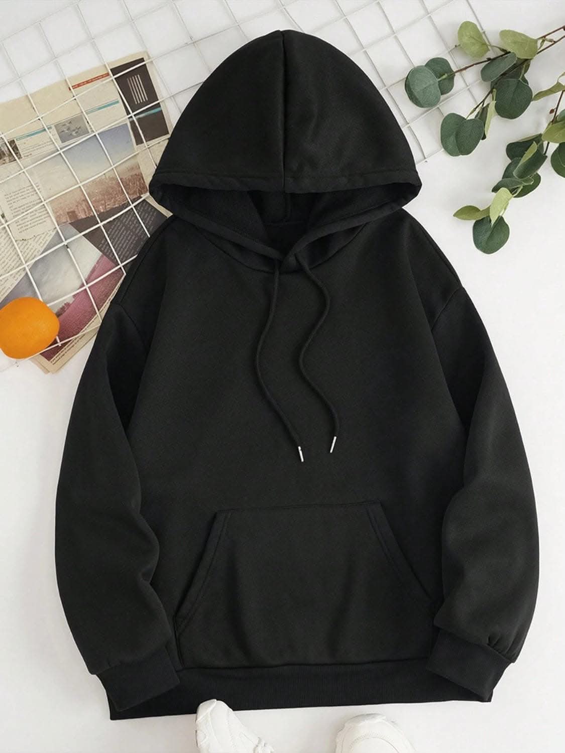 Casual drawstring hoodie with pockets