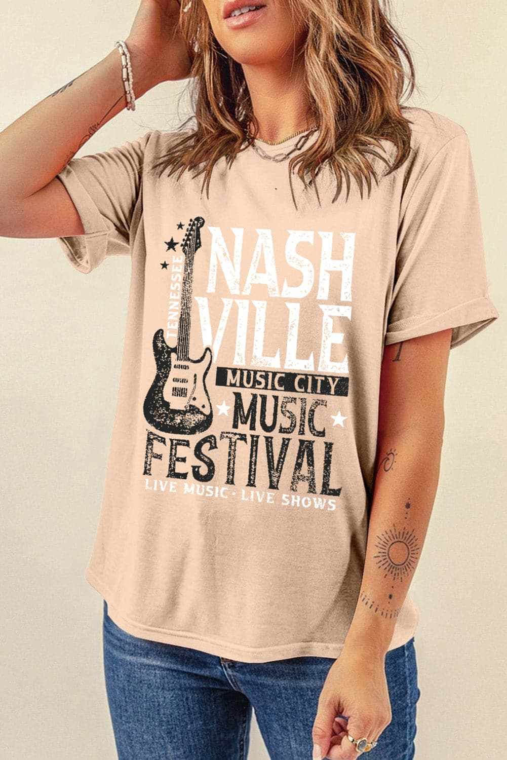Casual letter graphic tee for women - Love Salve