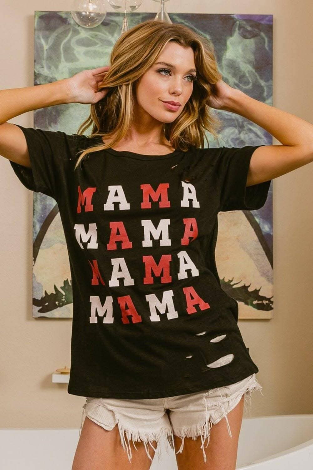 Celebrate Motherhood with Distressed Graphic Tee - Love Salve