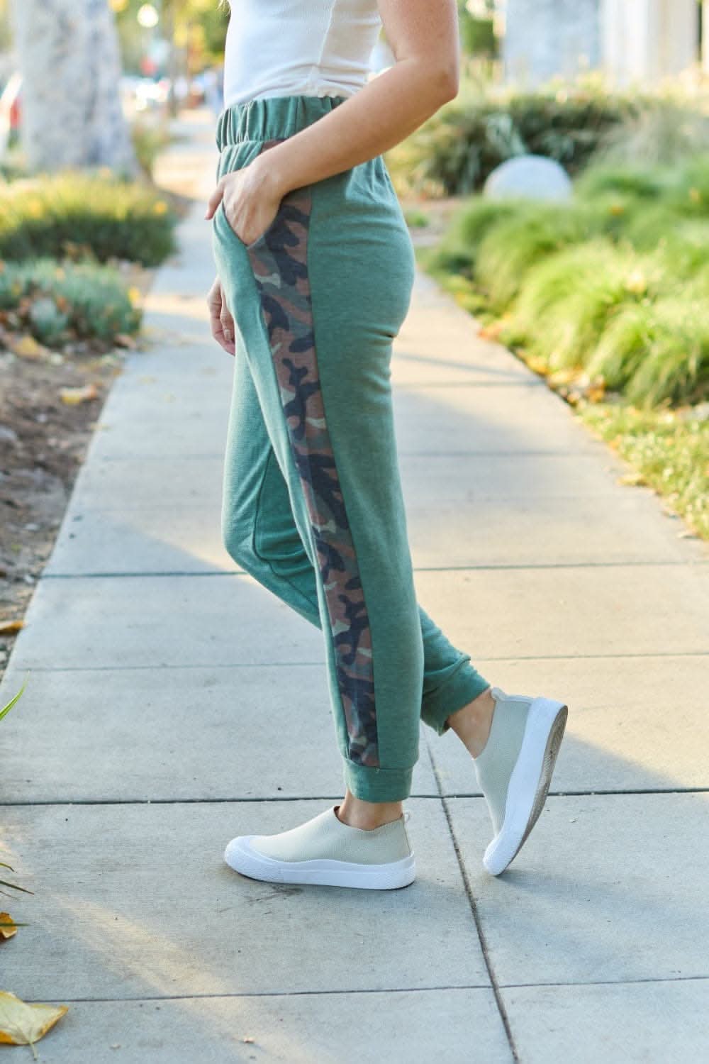 Celeste camo joggers with elastic waist - Love Salve