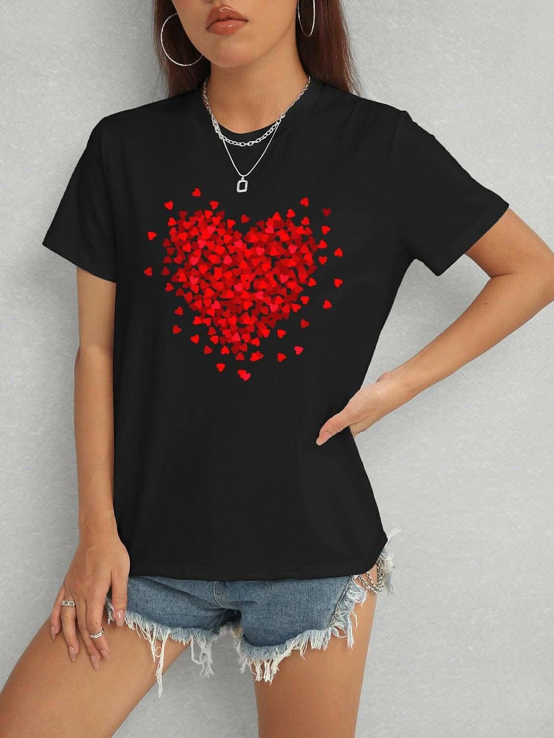 Charming Heart Print Tee