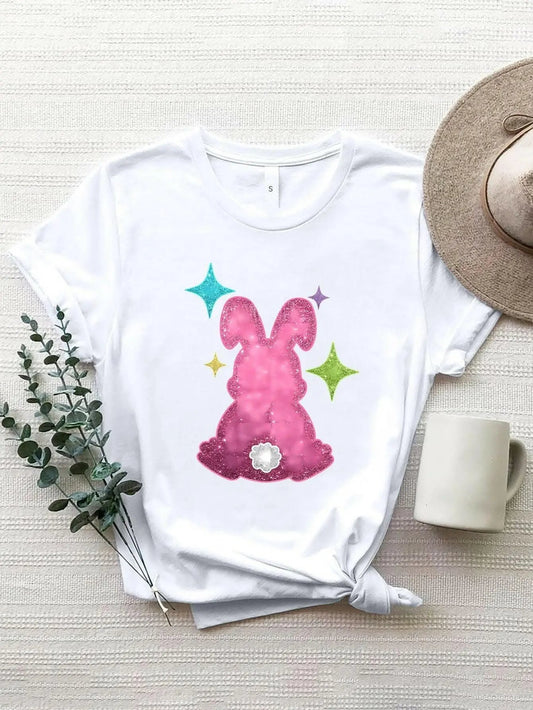Charming rabbit print tee for women - Love Salve