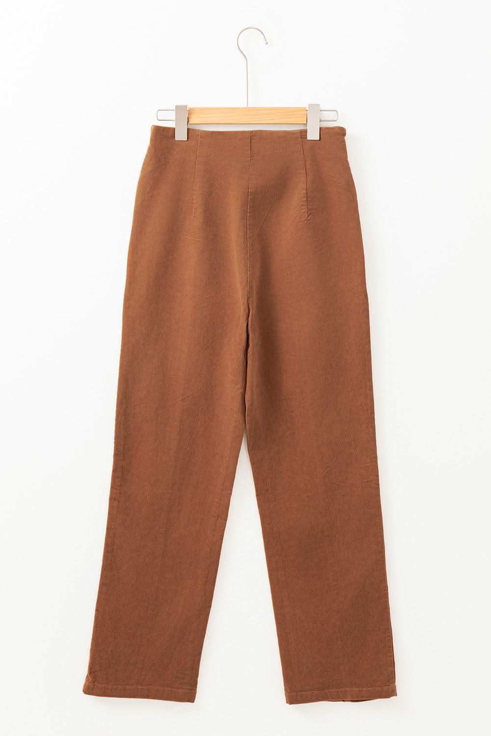Chestnut Solid Color Double Breasted Straight Leg Pants - Love Salve