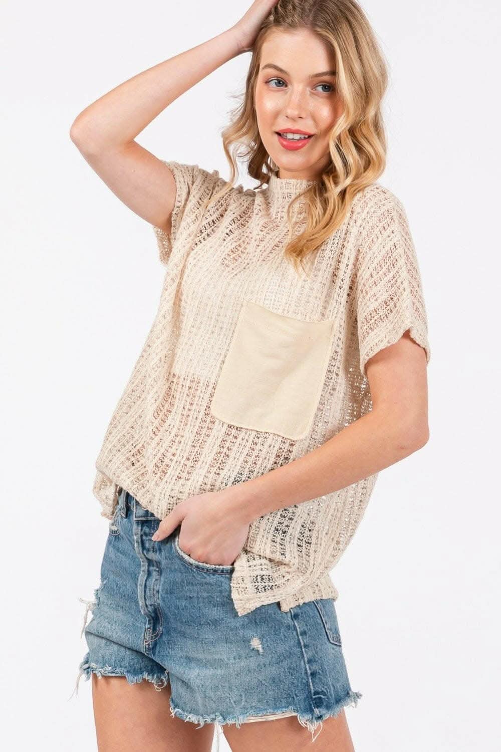 Chic Crochet Mock Neck Beach Cover-Up by Ces Femme - Love Salve