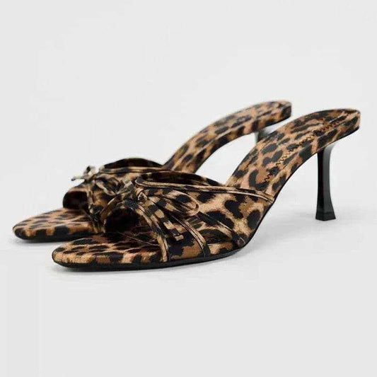 Chic Leopard Bow Kitten Heels - Love Salve