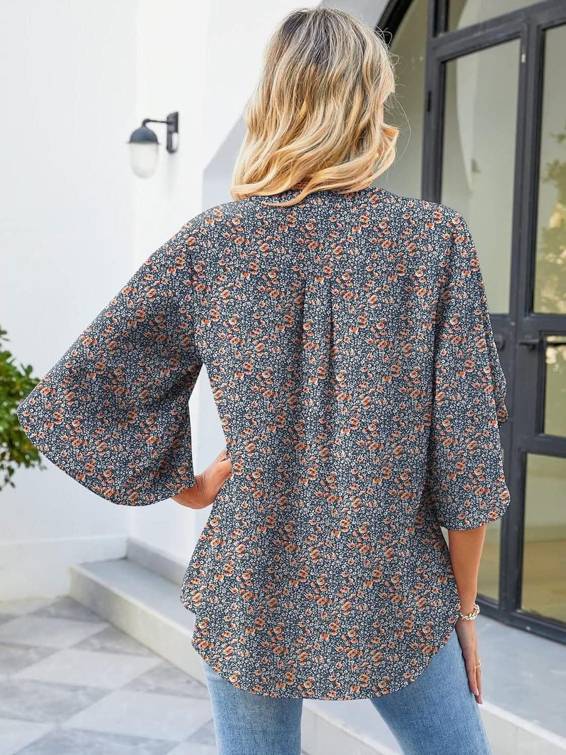 Chic Notched Sleeve Blouse - Love Salve