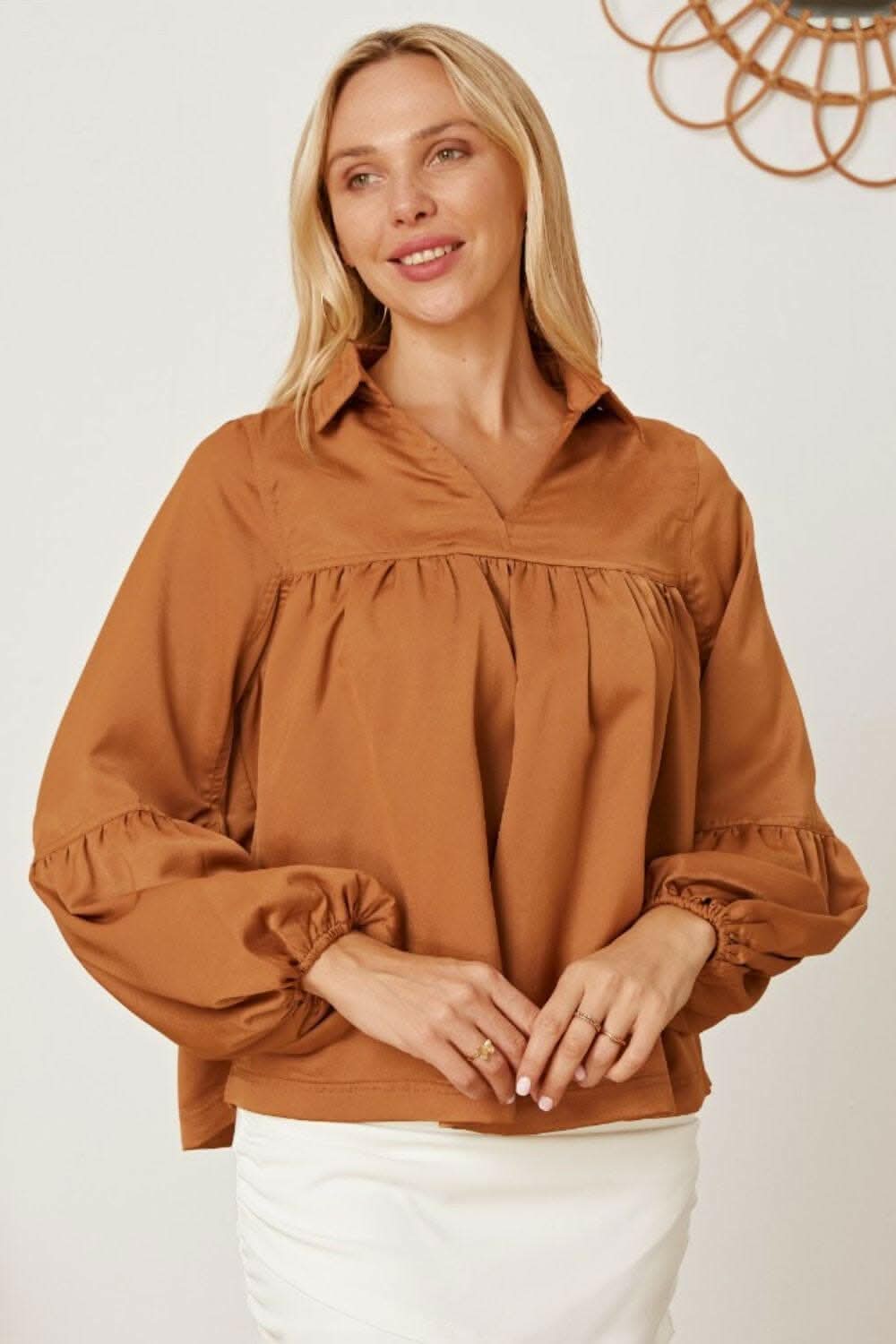 Chic balloon sleeve blouse - S-XL