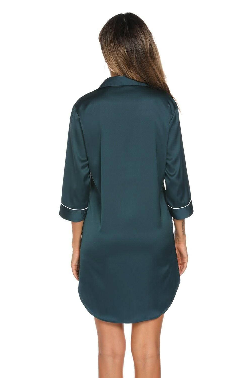 Chic button-up night dress with pocket