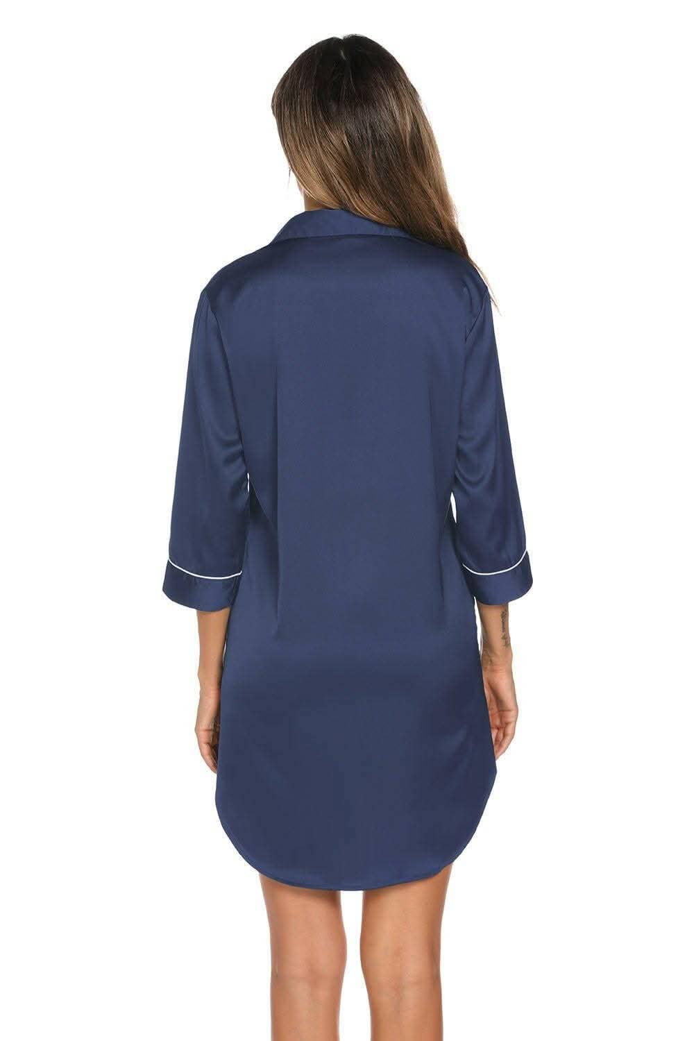 Chic button-up night dress with pocket
