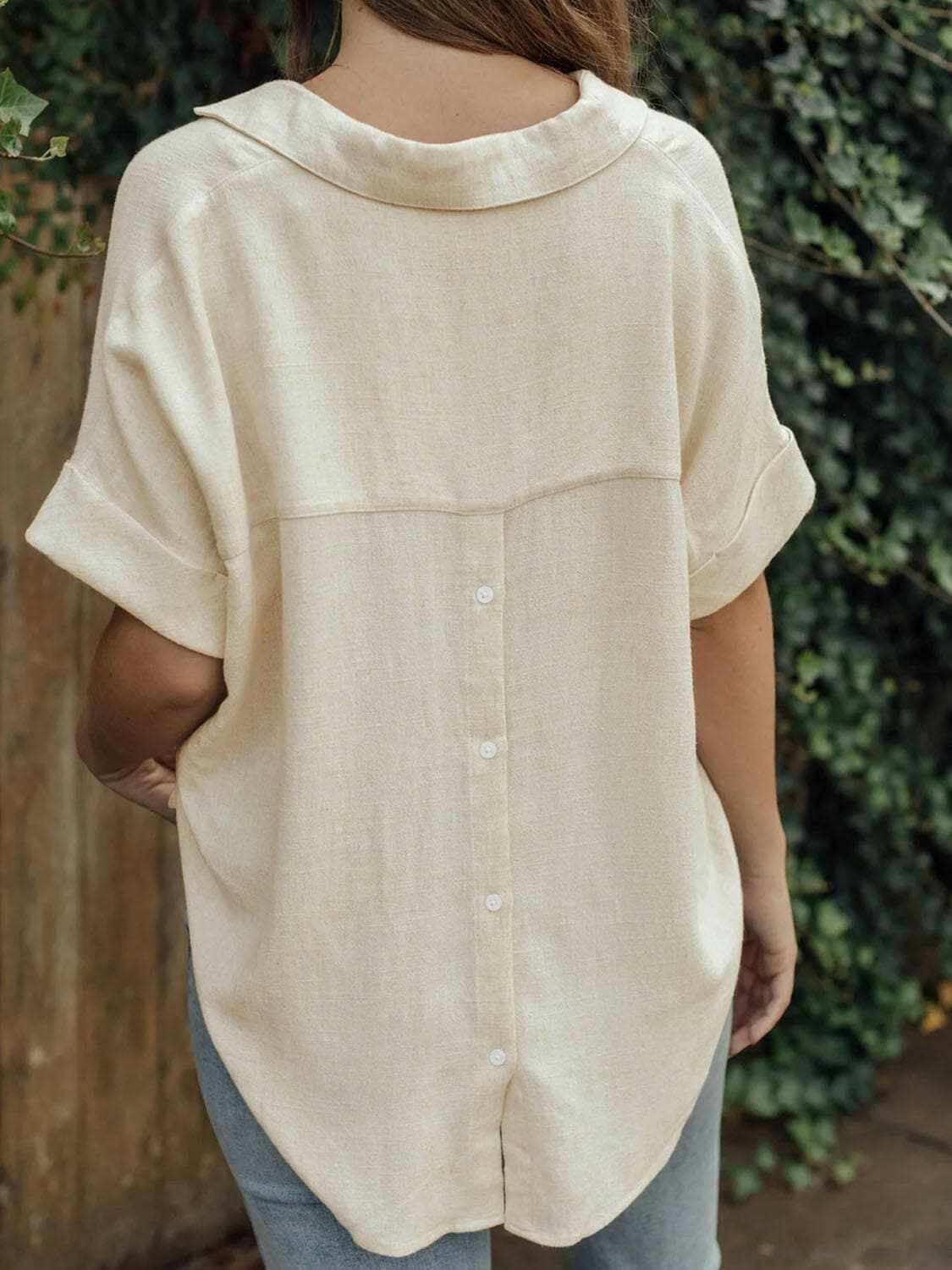 Chic cotton blouse with johnny collar - Love Salve