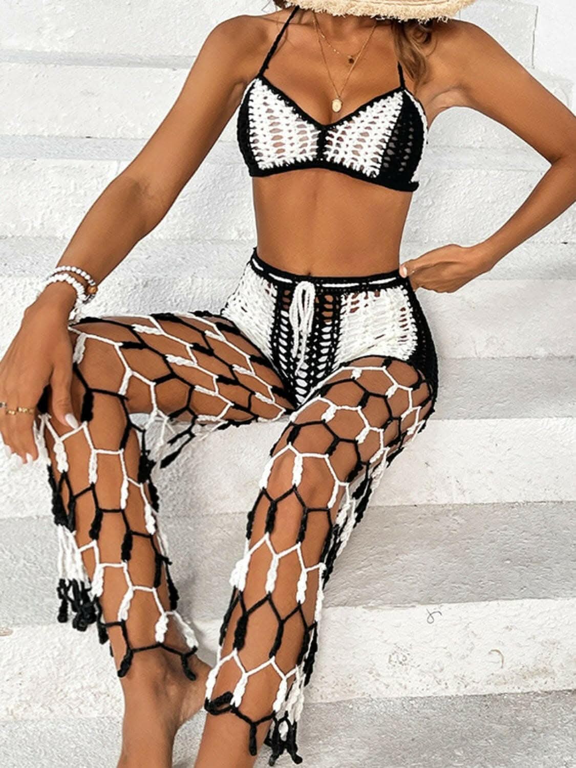 Chic cutout halter swimwear set - Love Salve