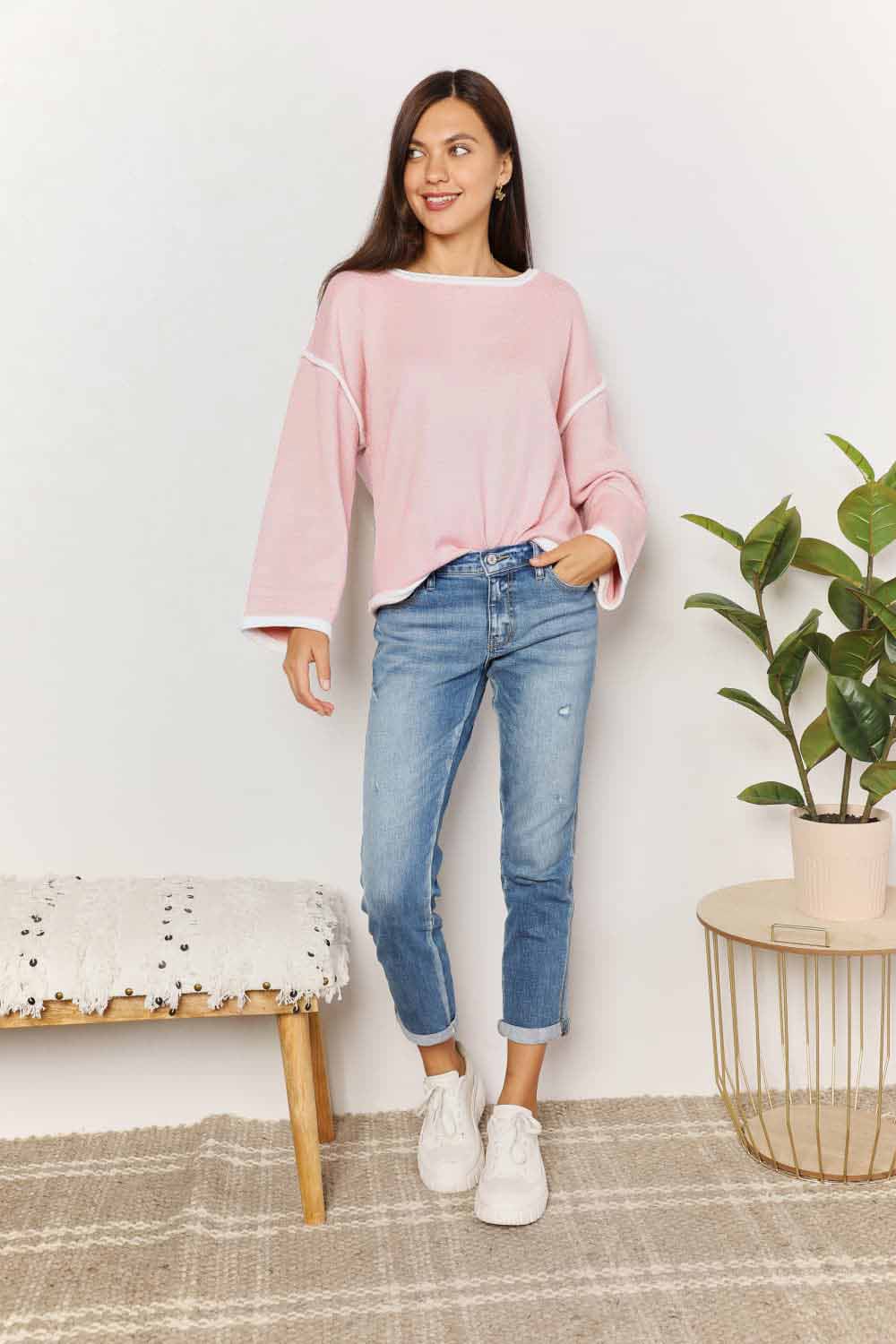 Chic dropped shoulder knit top - Love Salve