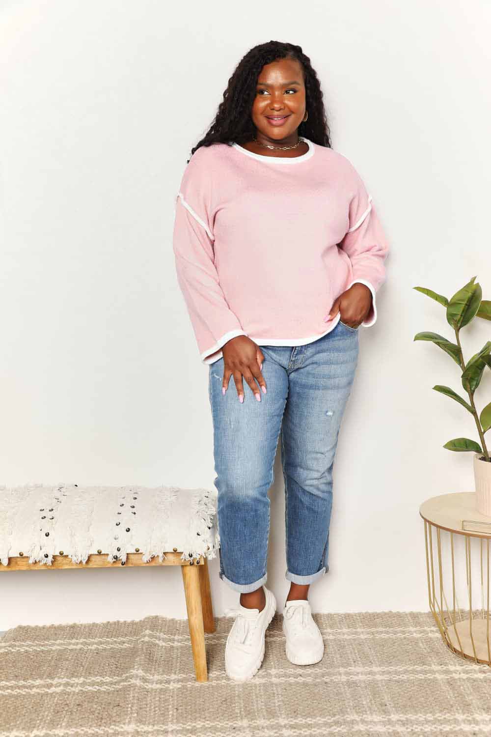 Chic dropped shoulder knit top - Love Salve