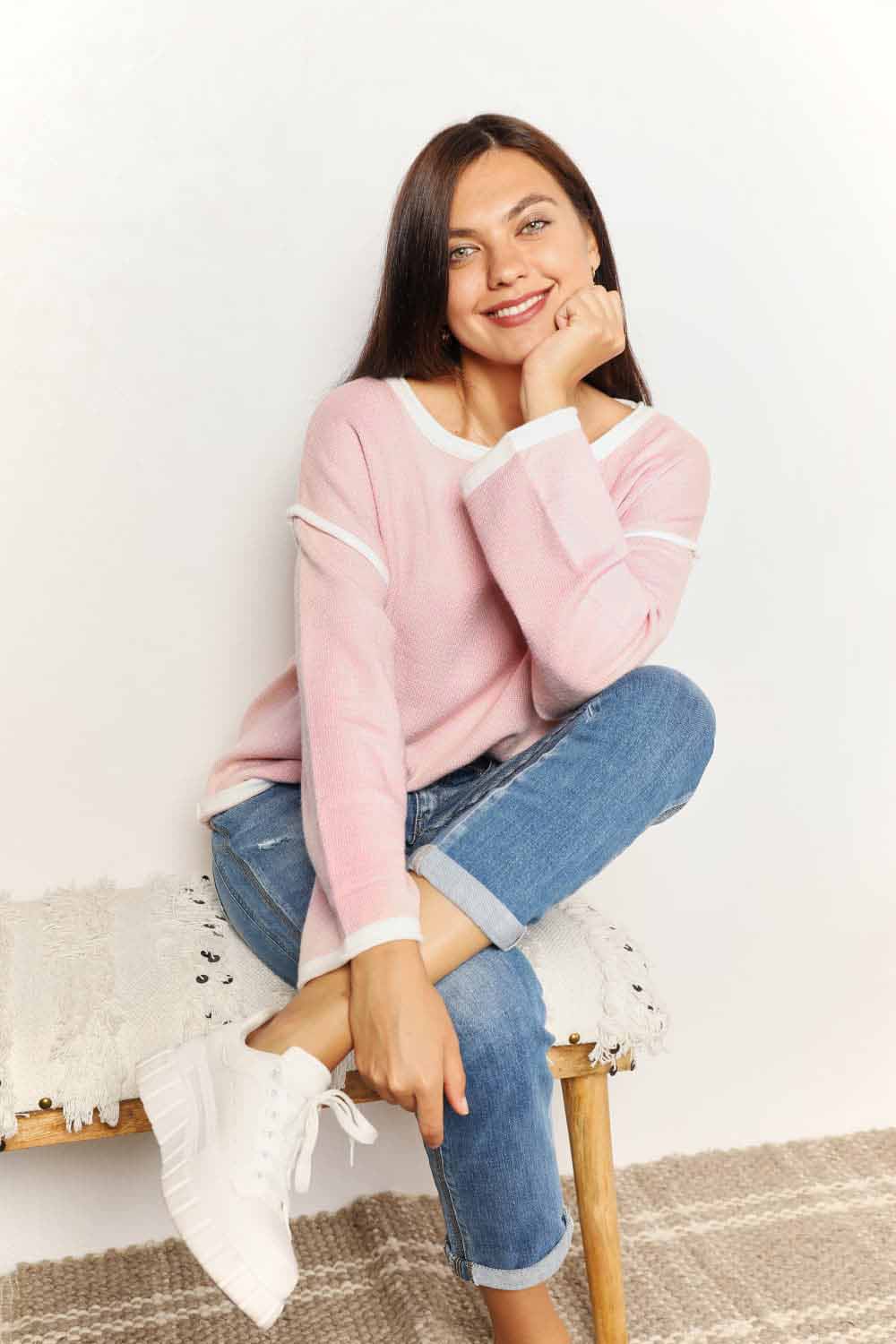 Chic dropped shoulder knit top - Love Salve