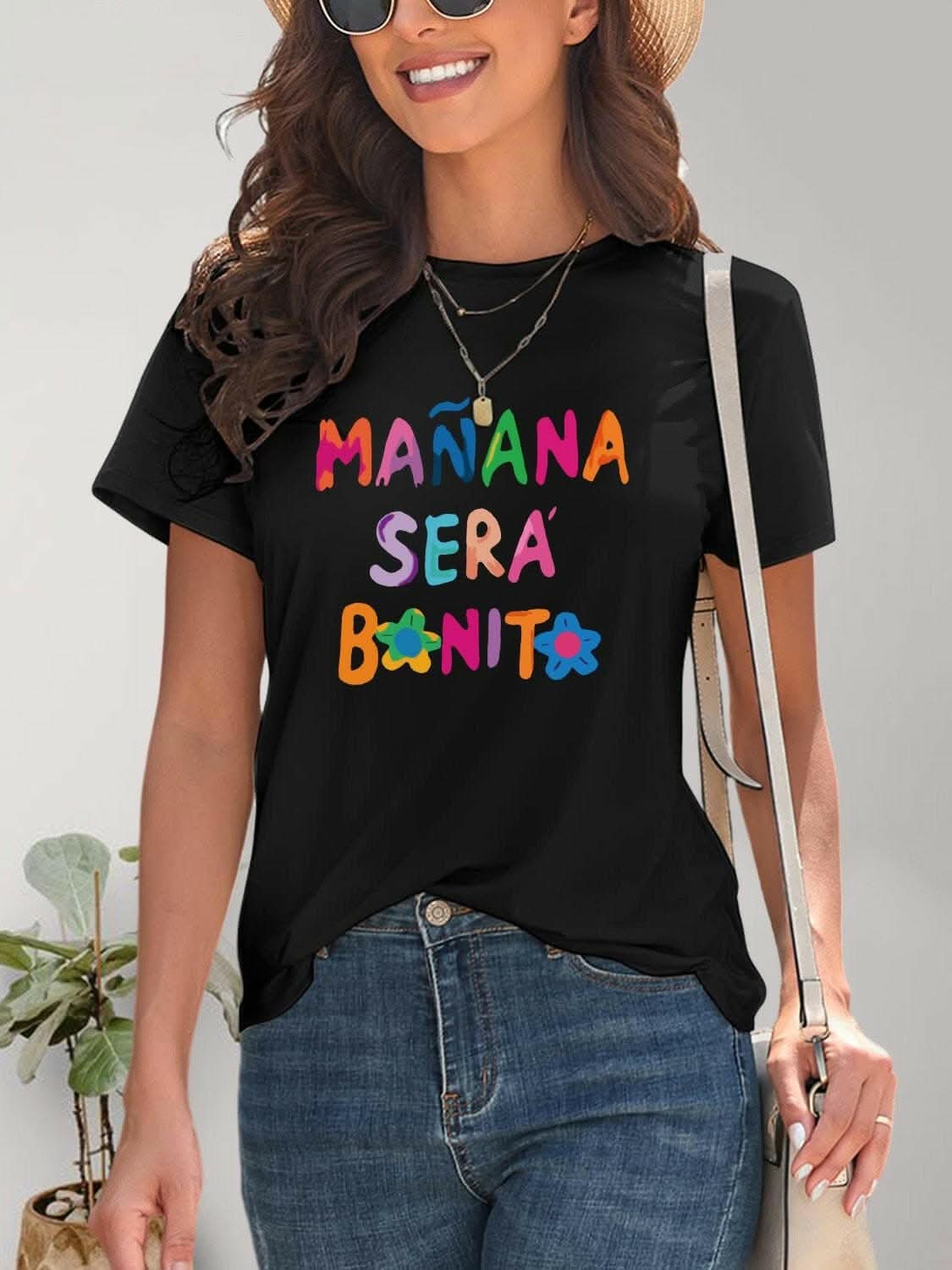Chic graphic print short sleeve tee - Love Salve