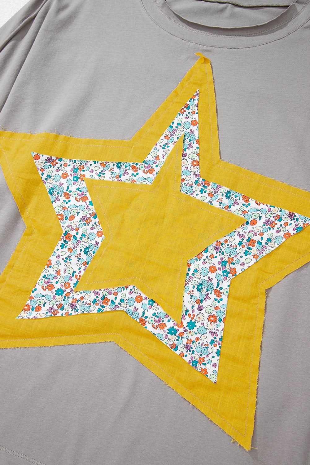 Chic grey floral star top - plus sizes - Love Salve