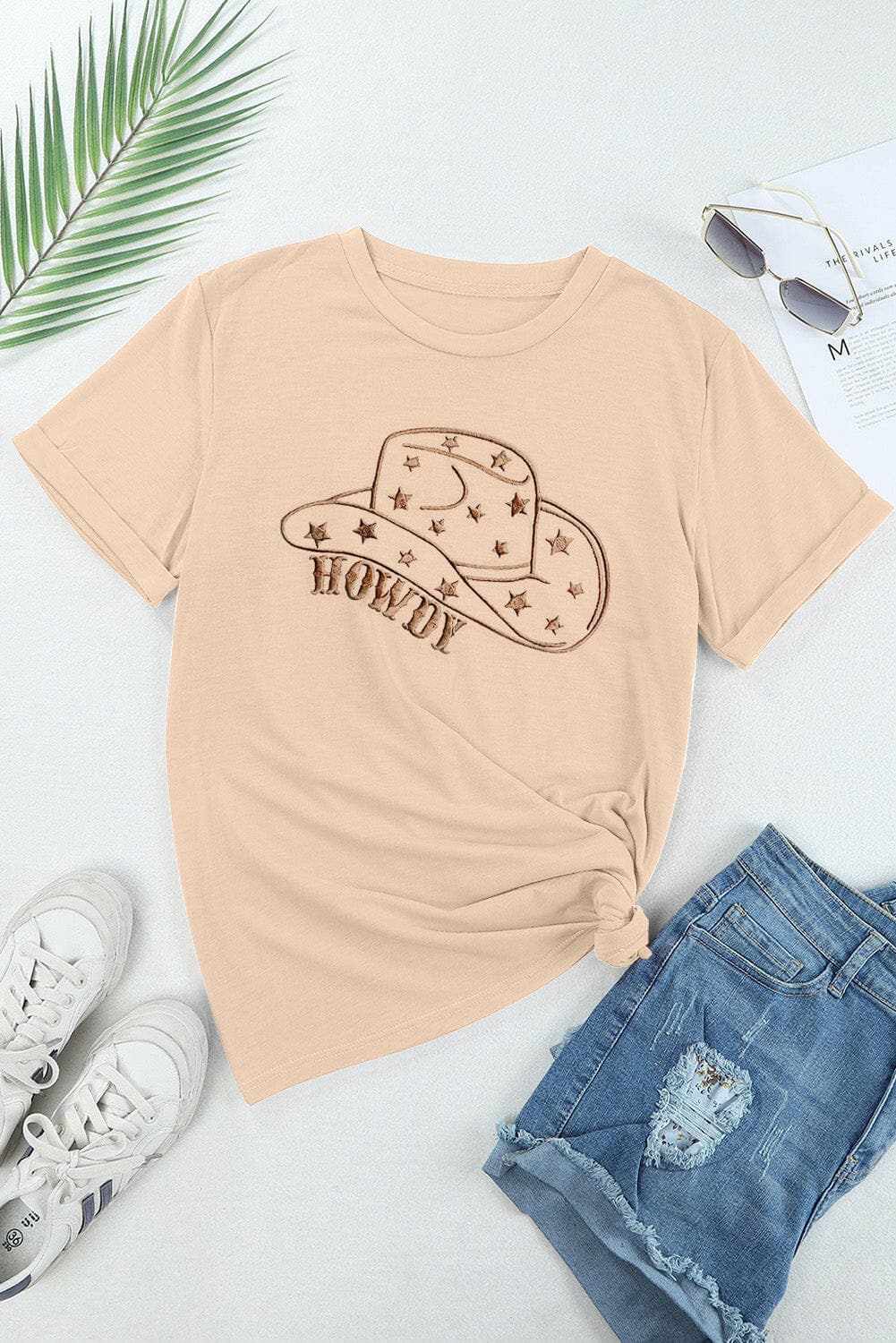 Chic hat graphic tee for casual wear - Love Salve