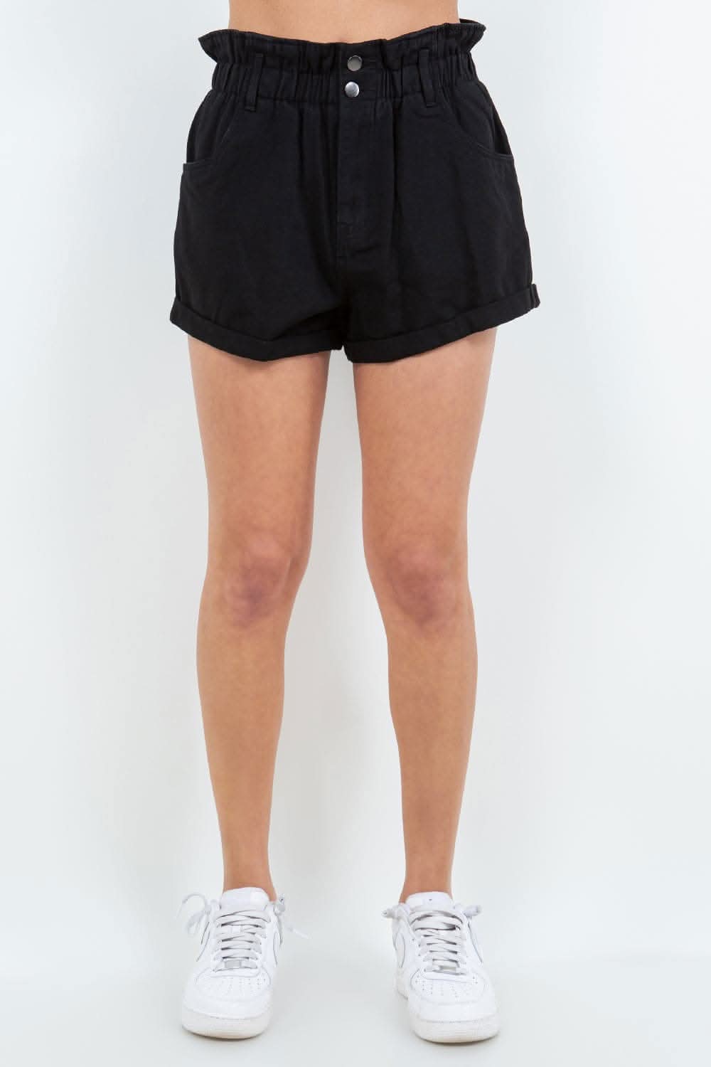 Chic high waist paper bag shorts