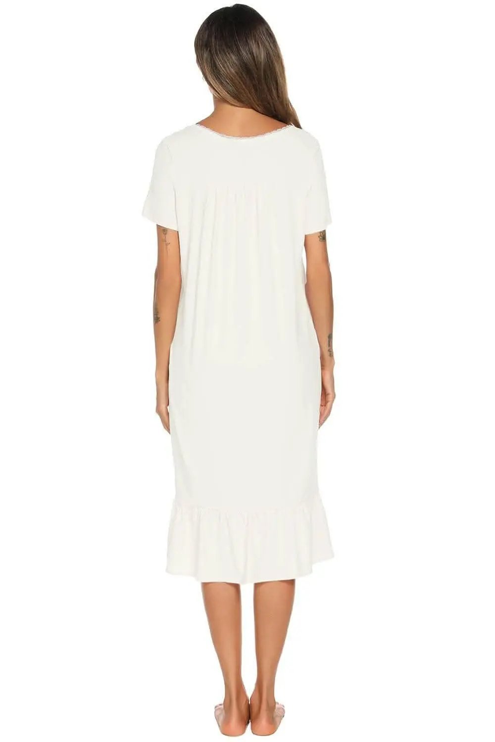 Chic lace-trimmed square neck dress - Love Salve