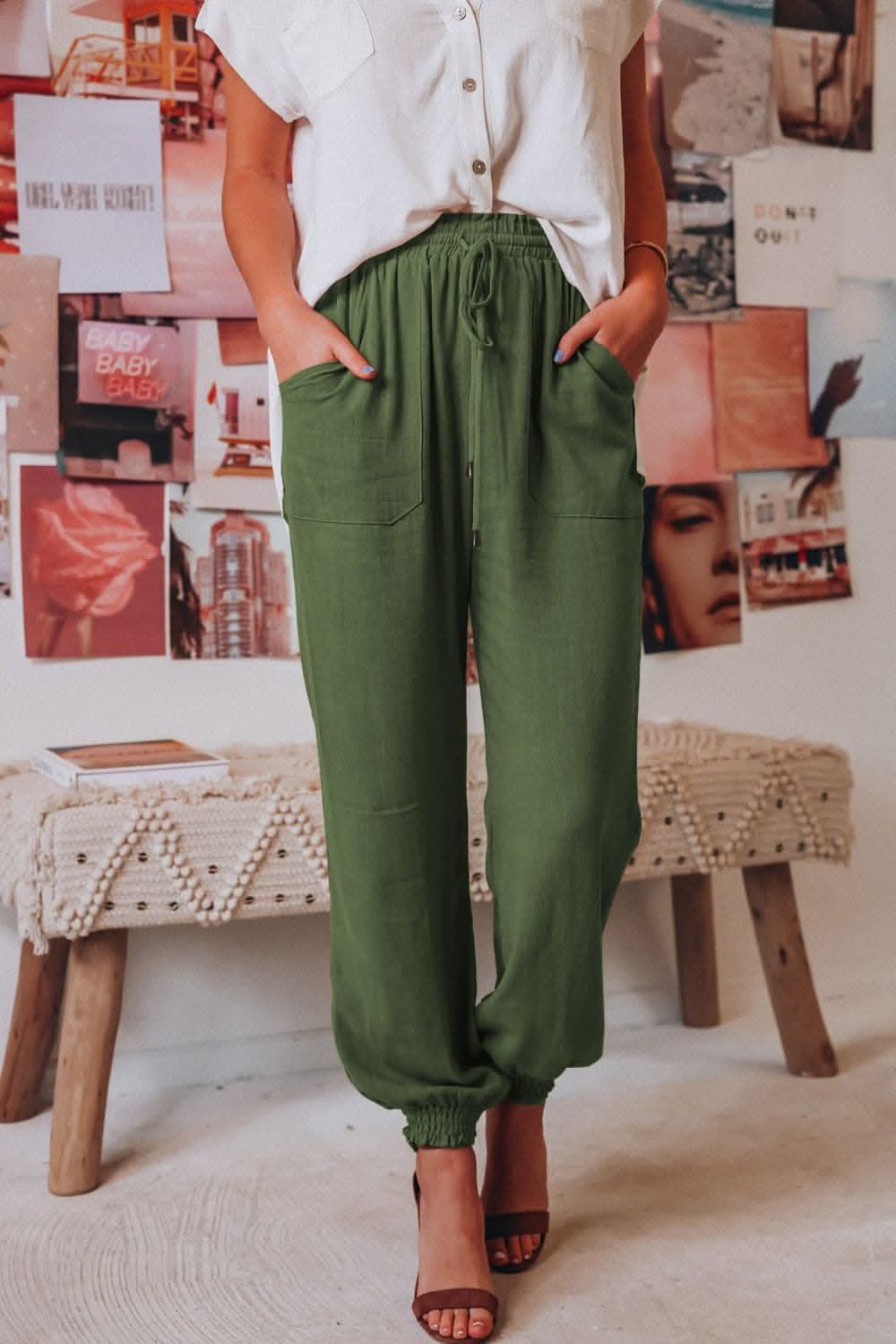 Chic long tied joggers with pockets