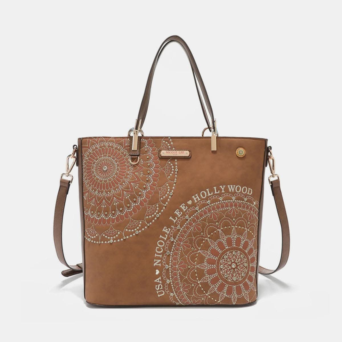 Chic metallic rhinestone tote bag