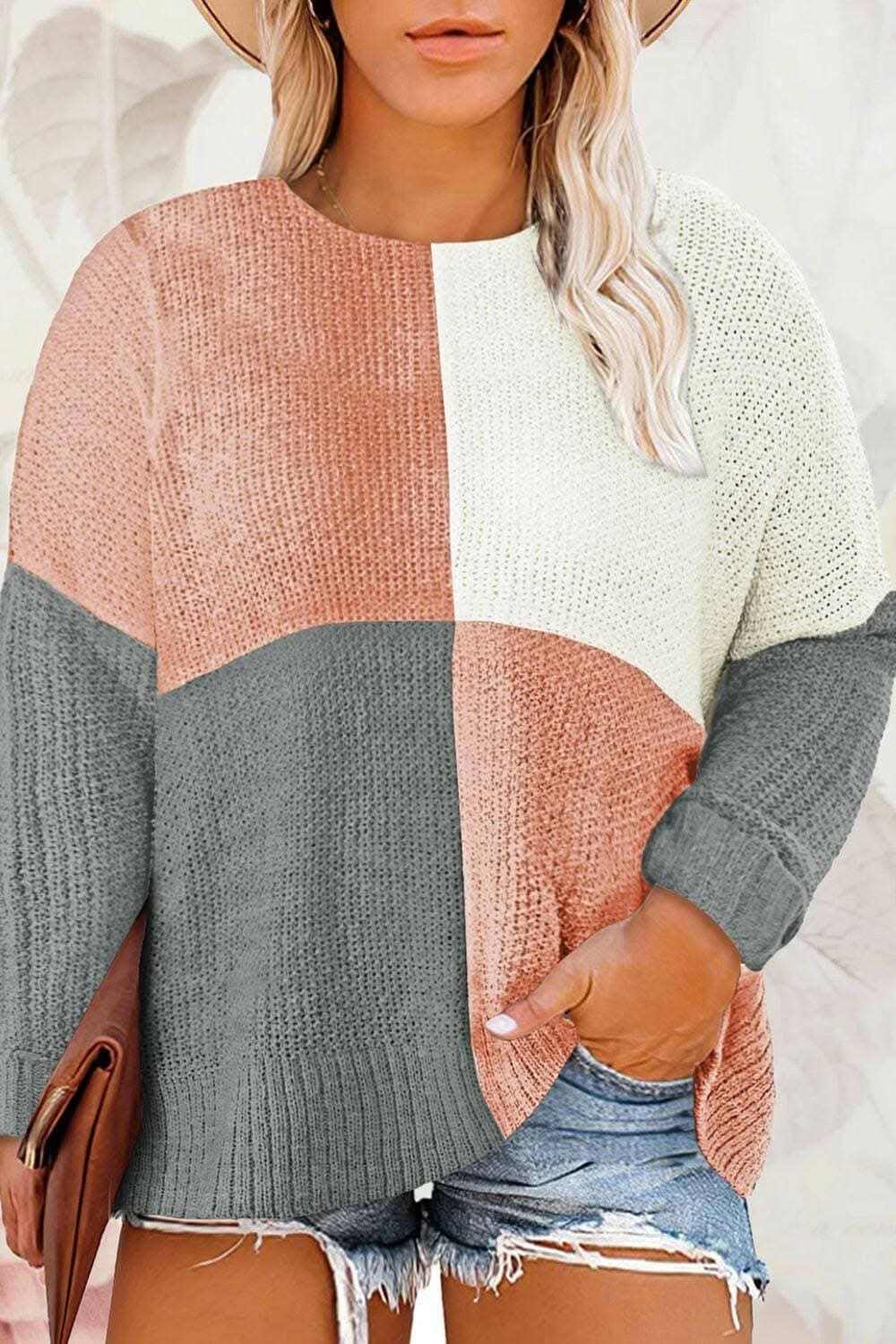 Chic oversized color block sweater