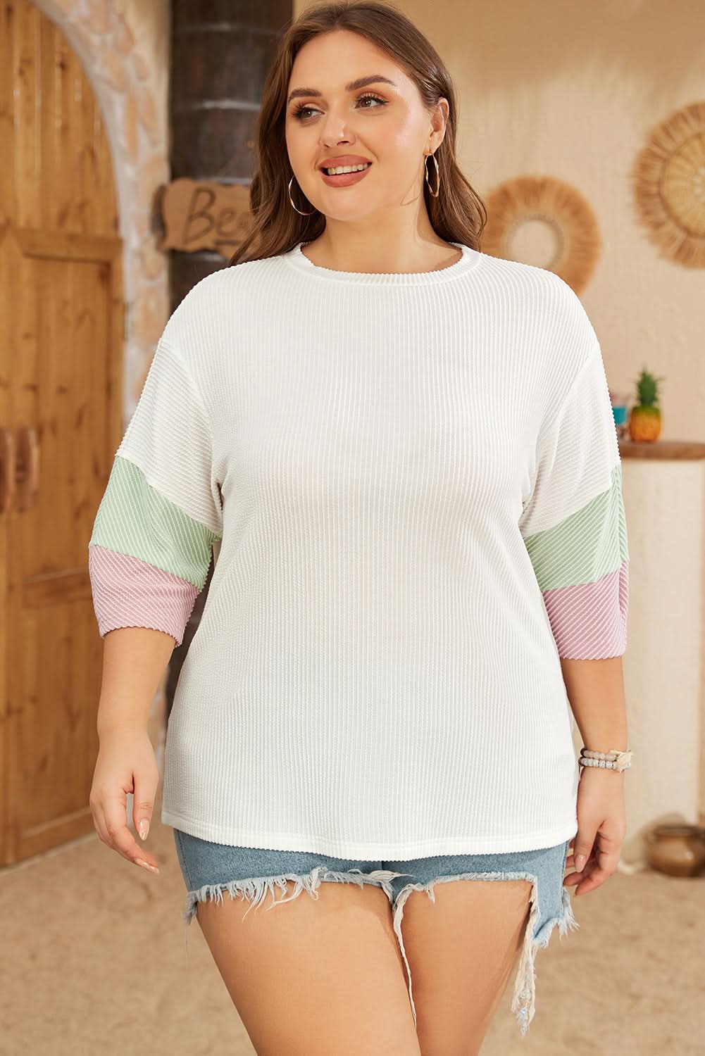 Chic plus-size colorblock t-shirt - Love Salve