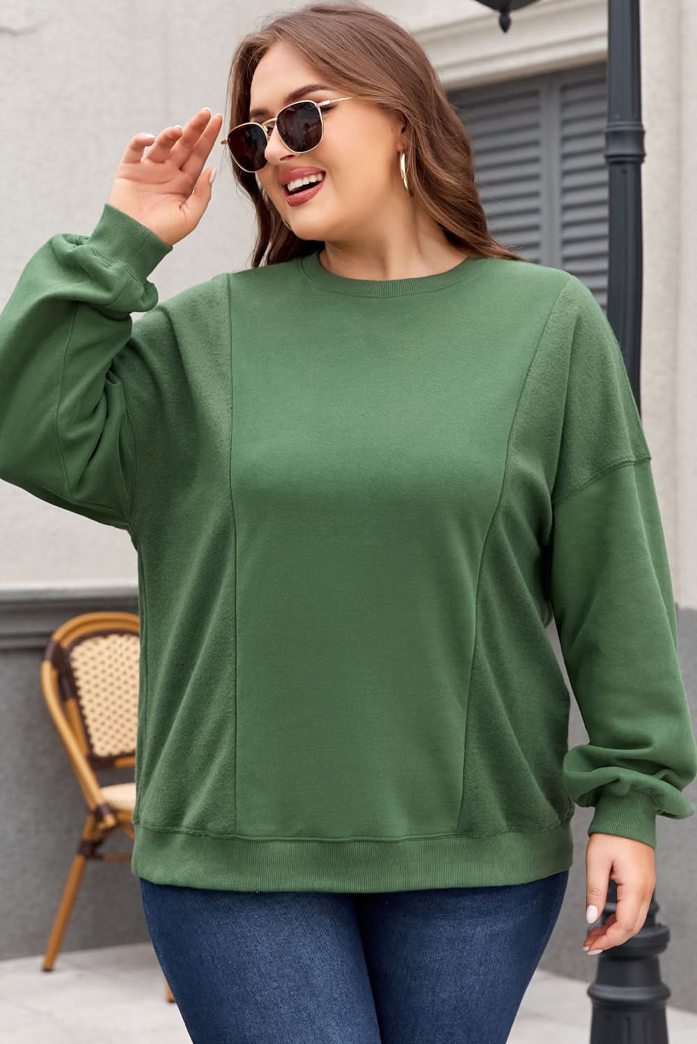 Chic plus size blackish green sweatshirt - Love Salve