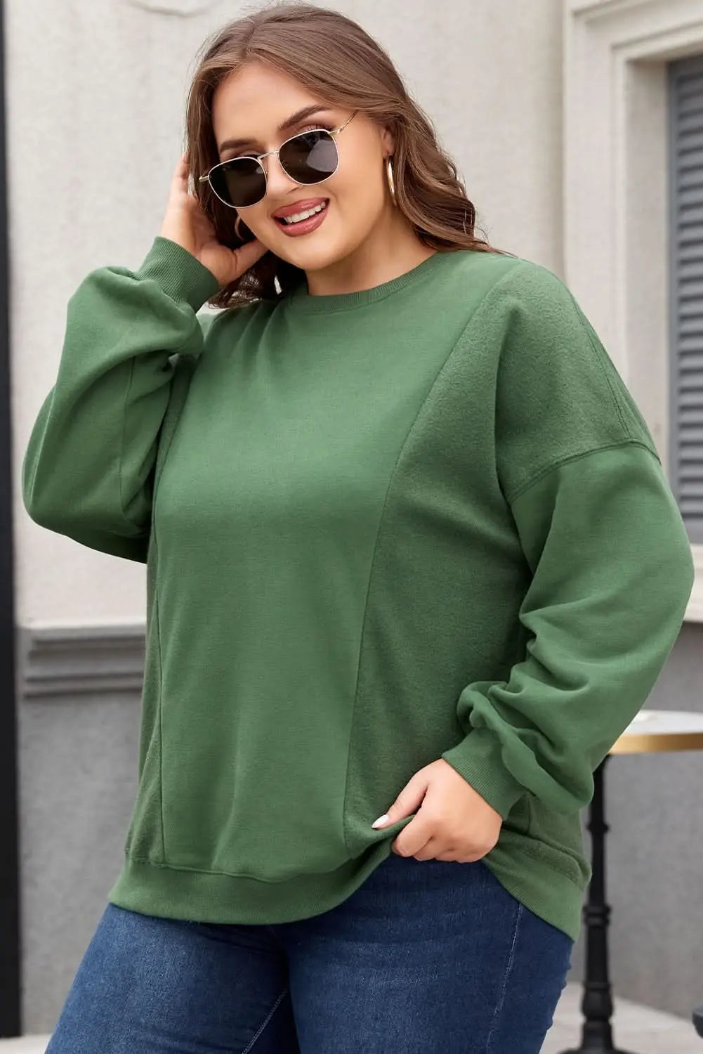 Chic plus size blackish green sweatshirt - Love Salve