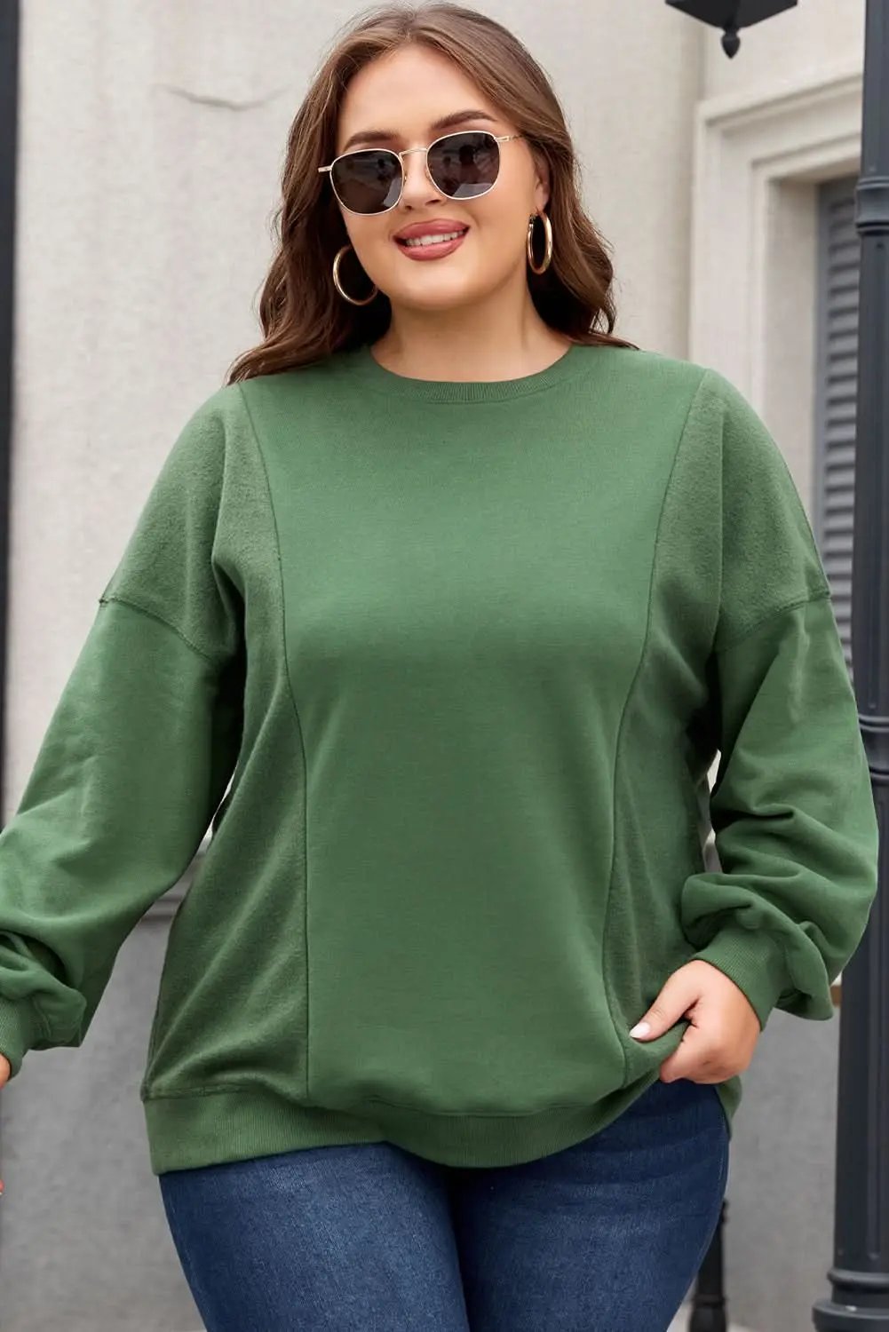 Chic plus size blackish green sweatshirt - Love Salve