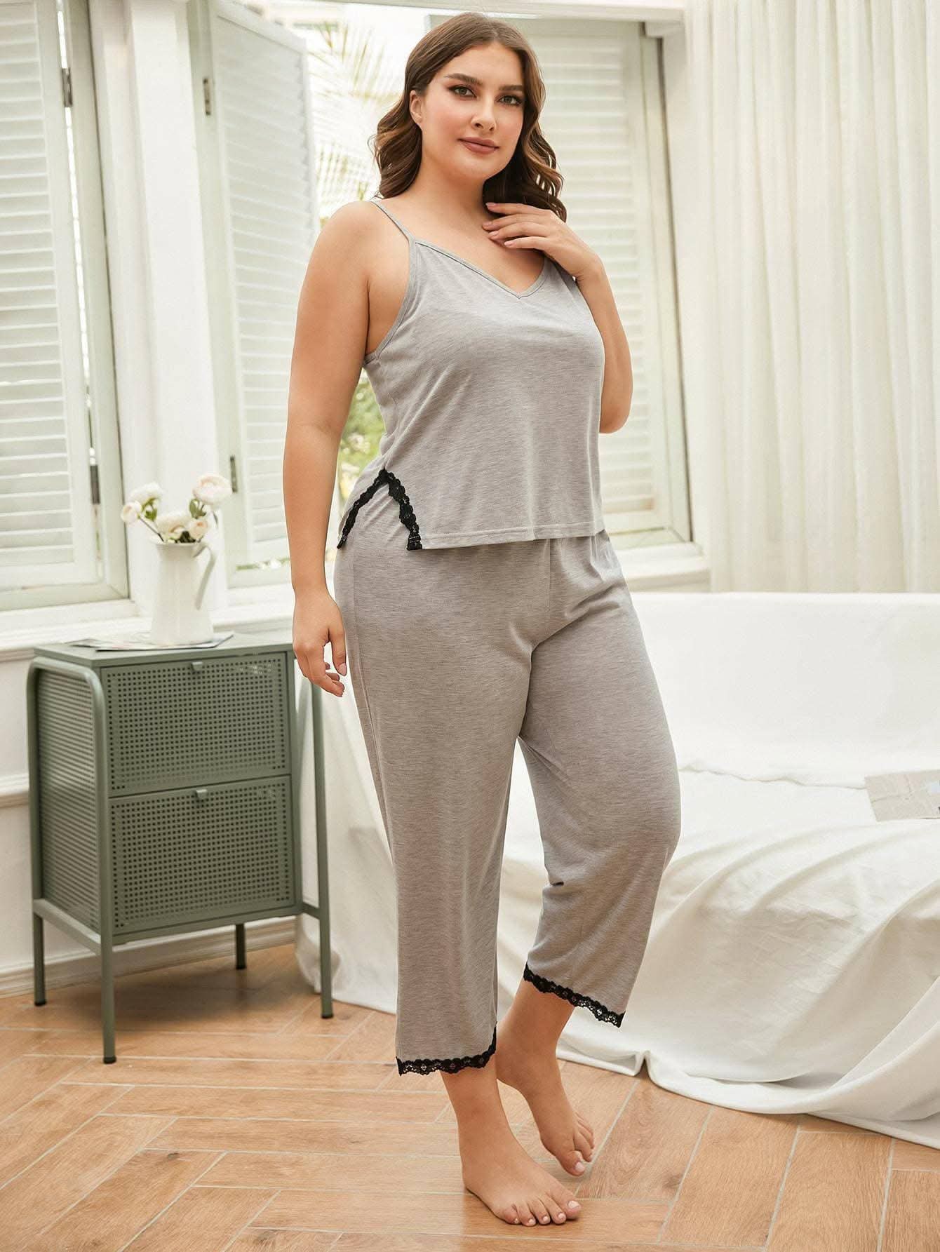 Chic plus size lace lounge set