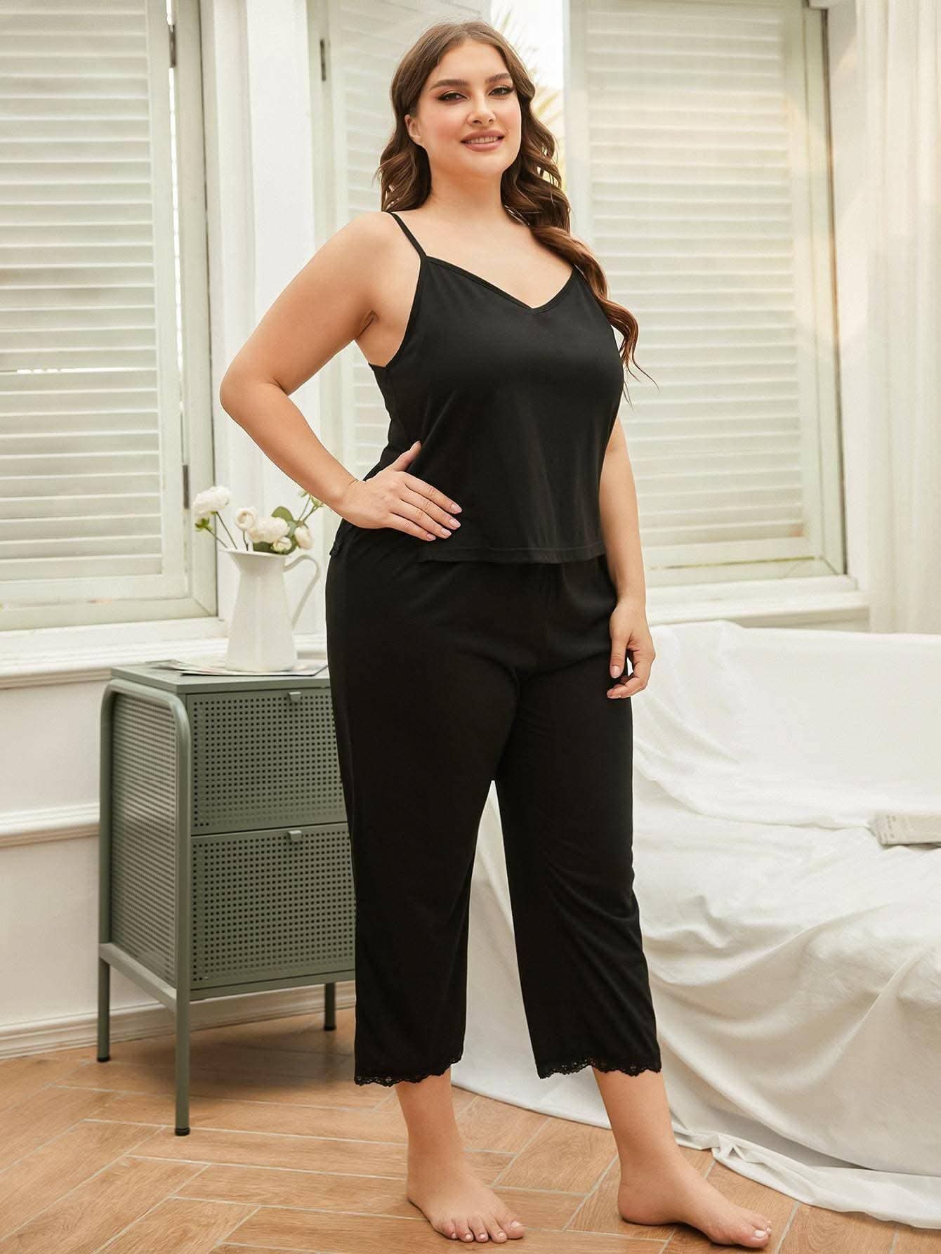 Chic plus size lace lounge set