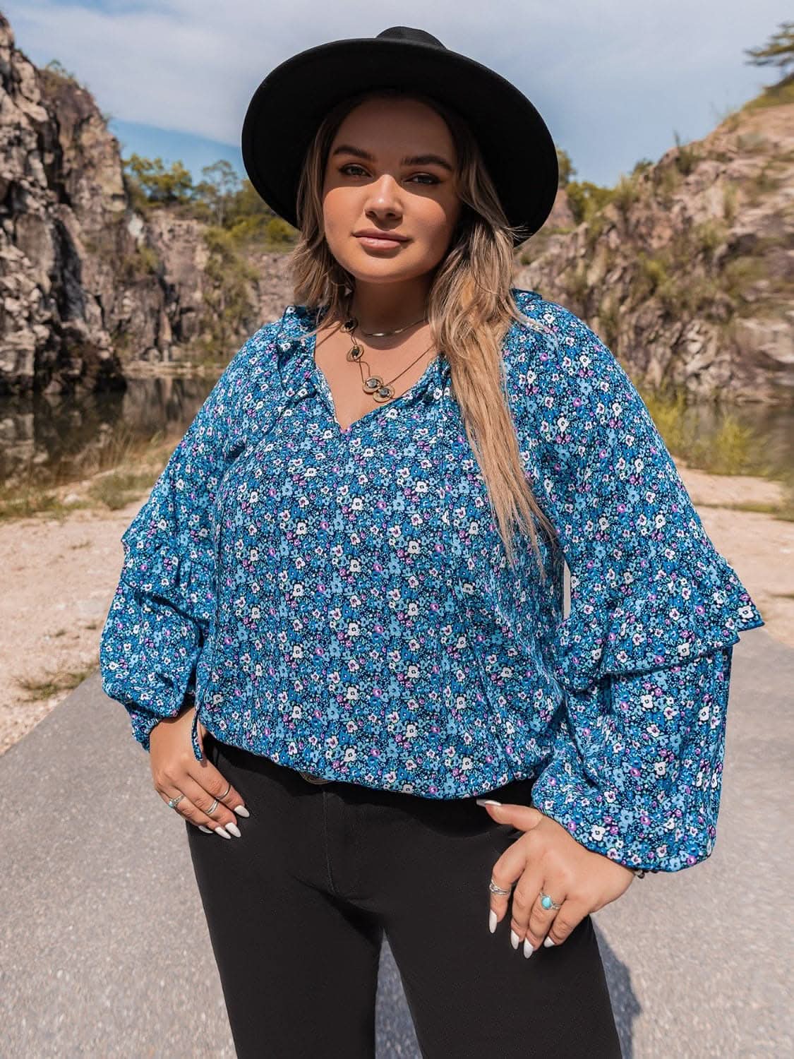 Chic plus size ruffled tie blouse - Love Salve
