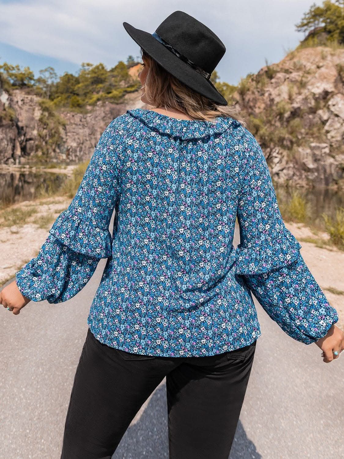 Chic plus size ruffled tie blouse - Love Salve