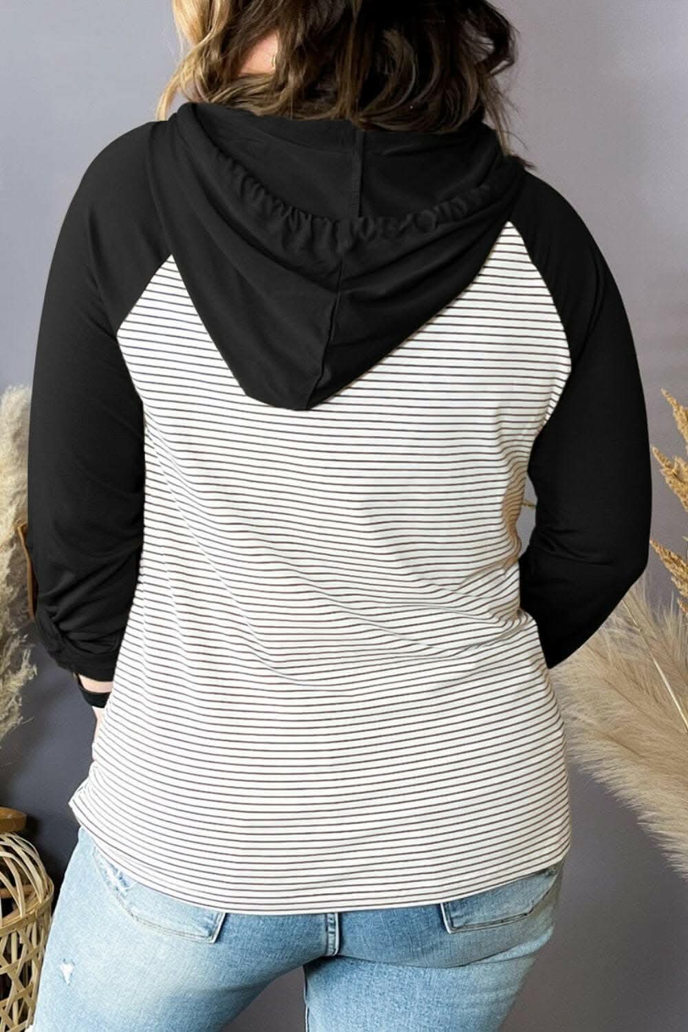 Chic plus size striped hoodie - Love Salve