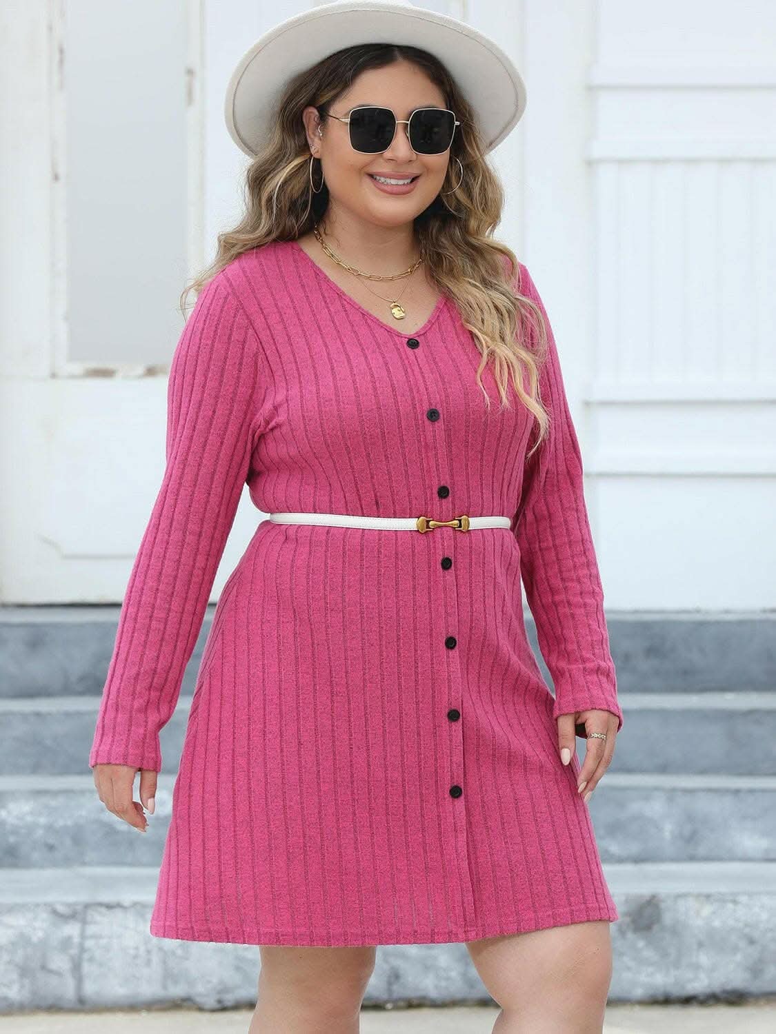 Chic ribbed dress for curvy women - Love Salve