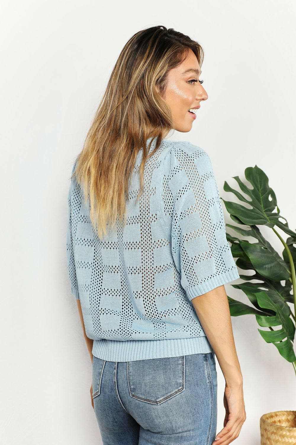 Chic ribbed knit top - round neck - Love Salve