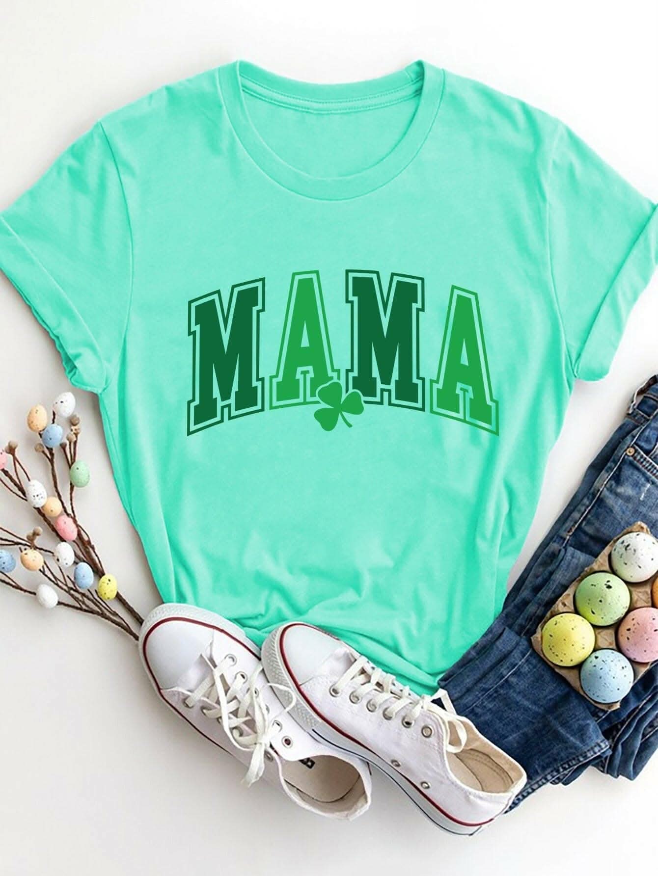 Chic round neck tee for moms