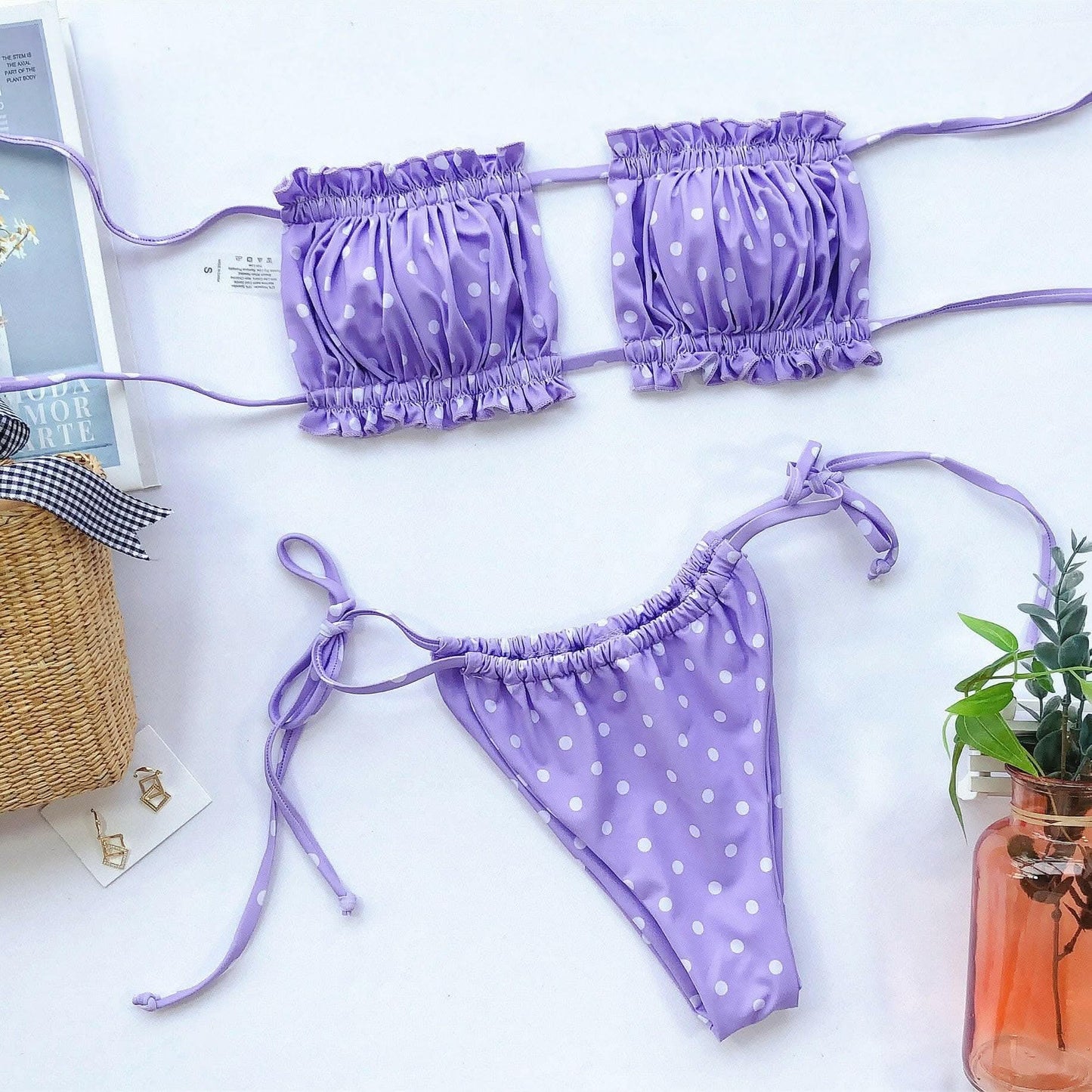 Chic ruched bikini set with frills - Love Salve