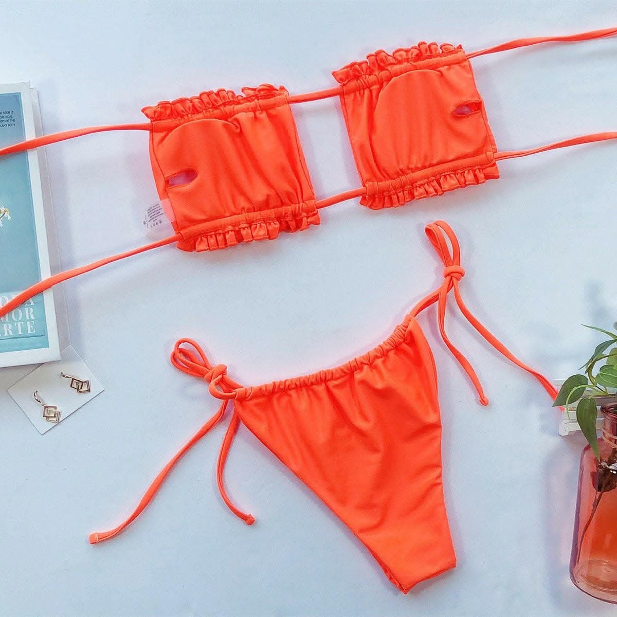 Chic ruched bikini set with frills - Love Salve