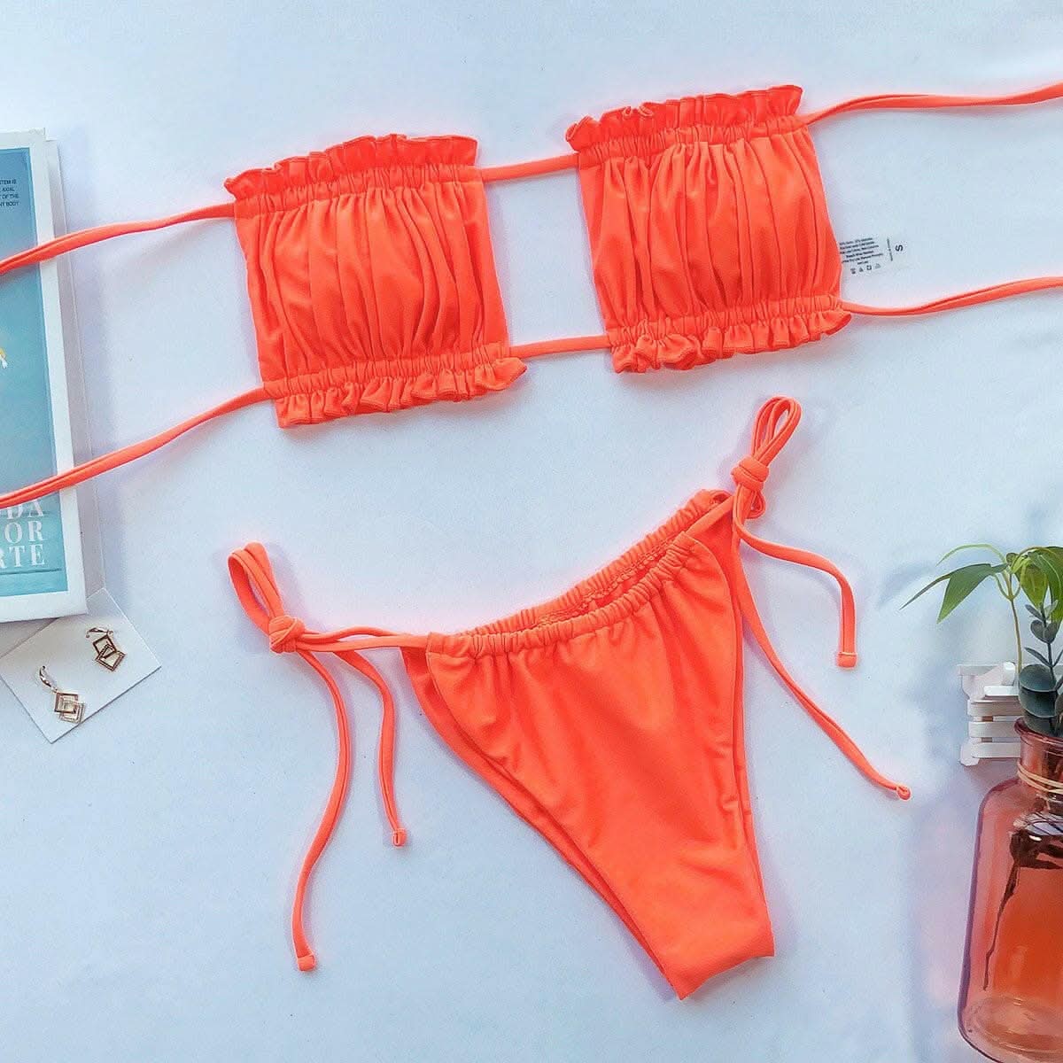 Chic ruched bikini set with frills - Love Salve