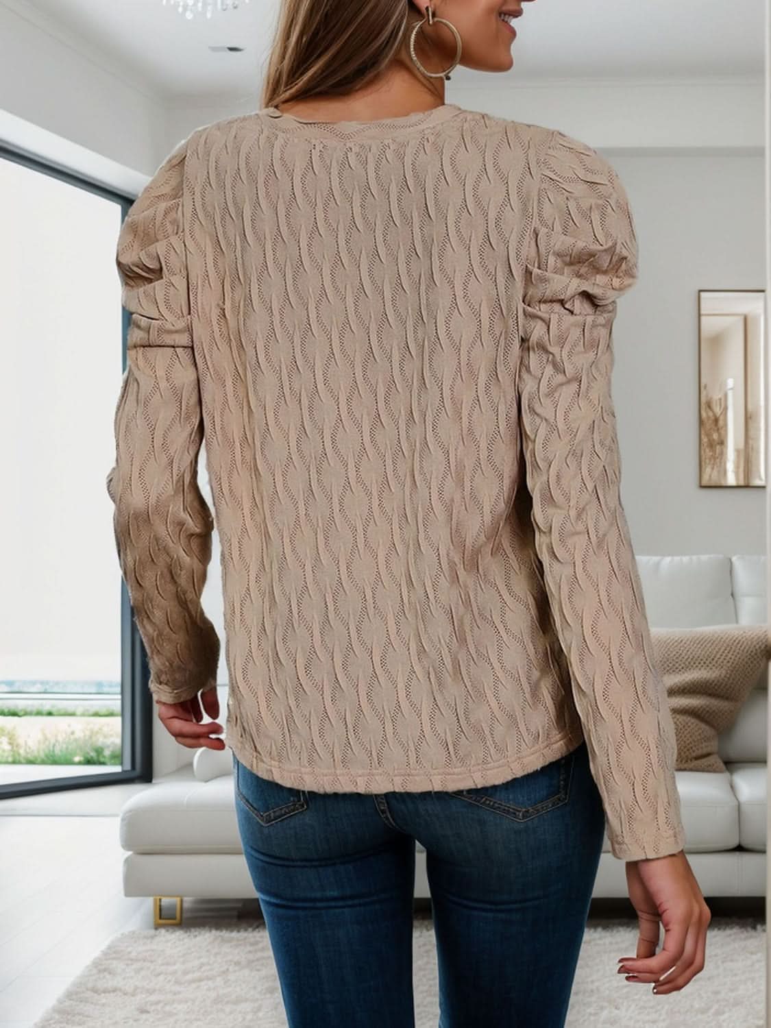 Chic sheer puff sleeve blouse