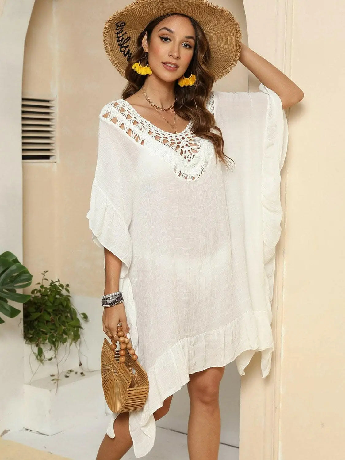 Chic sheer ruffled beach cover-up - Love Salve