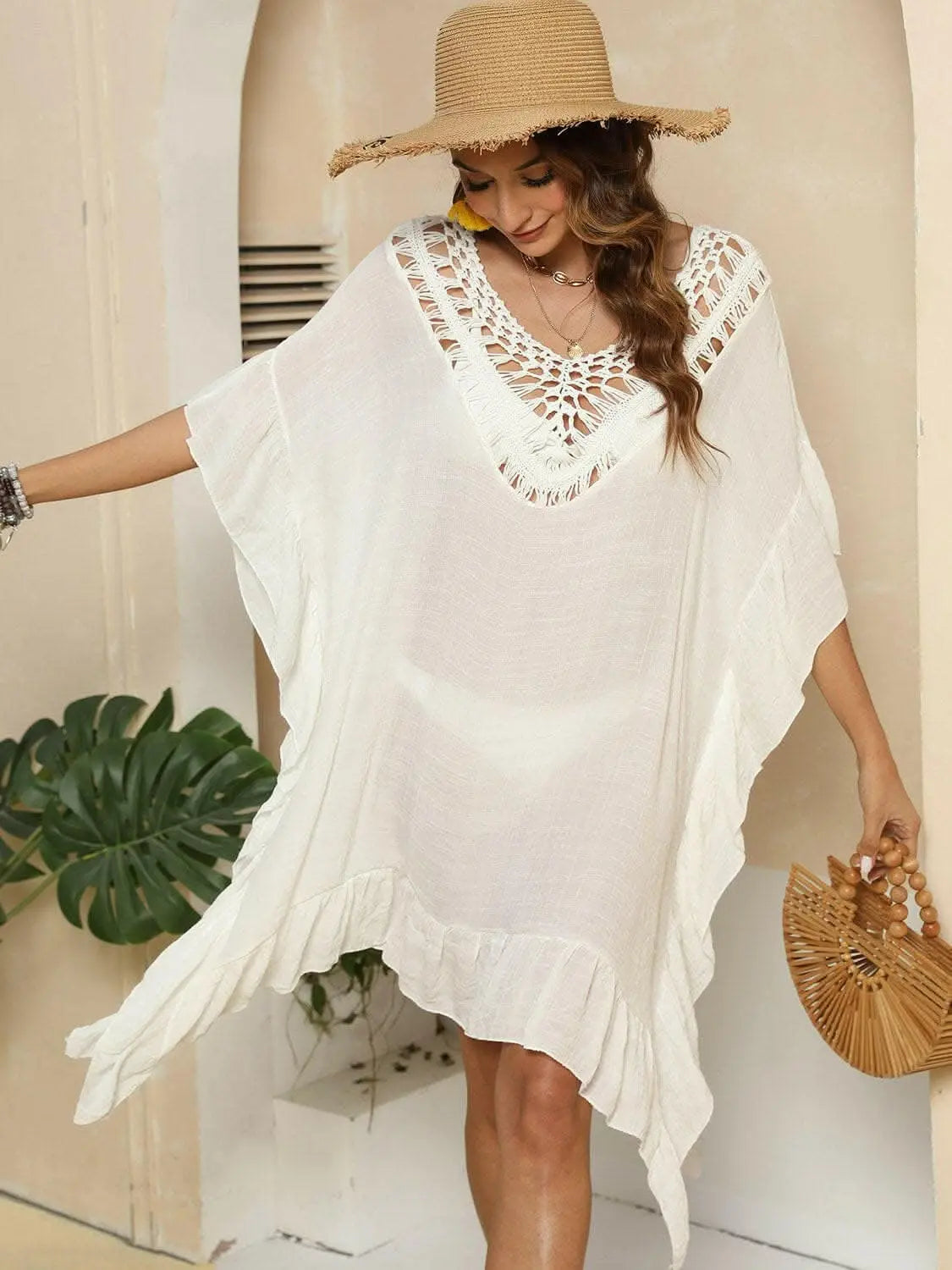 Chic sheer ruffled beach cover-up - Love Salve
