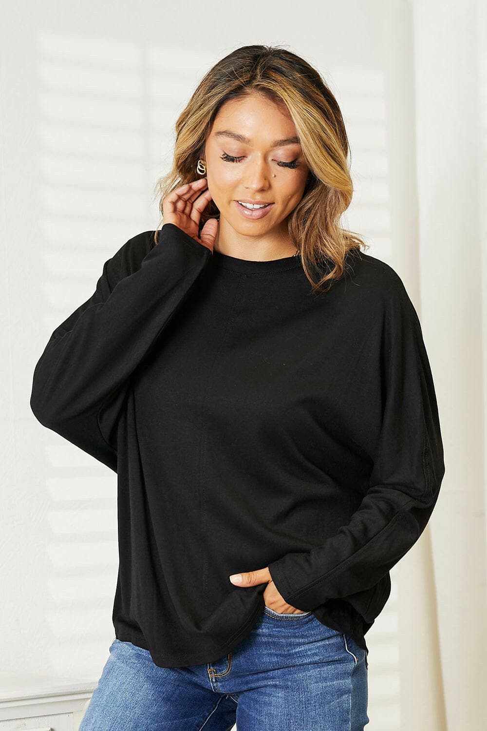 Chic sheer sleeve top for women - Love Salve