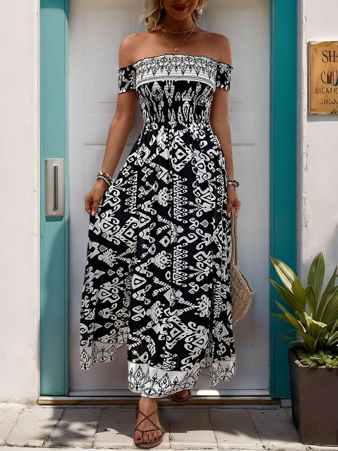 Chic slit off-shoulder dress - Love Salve
