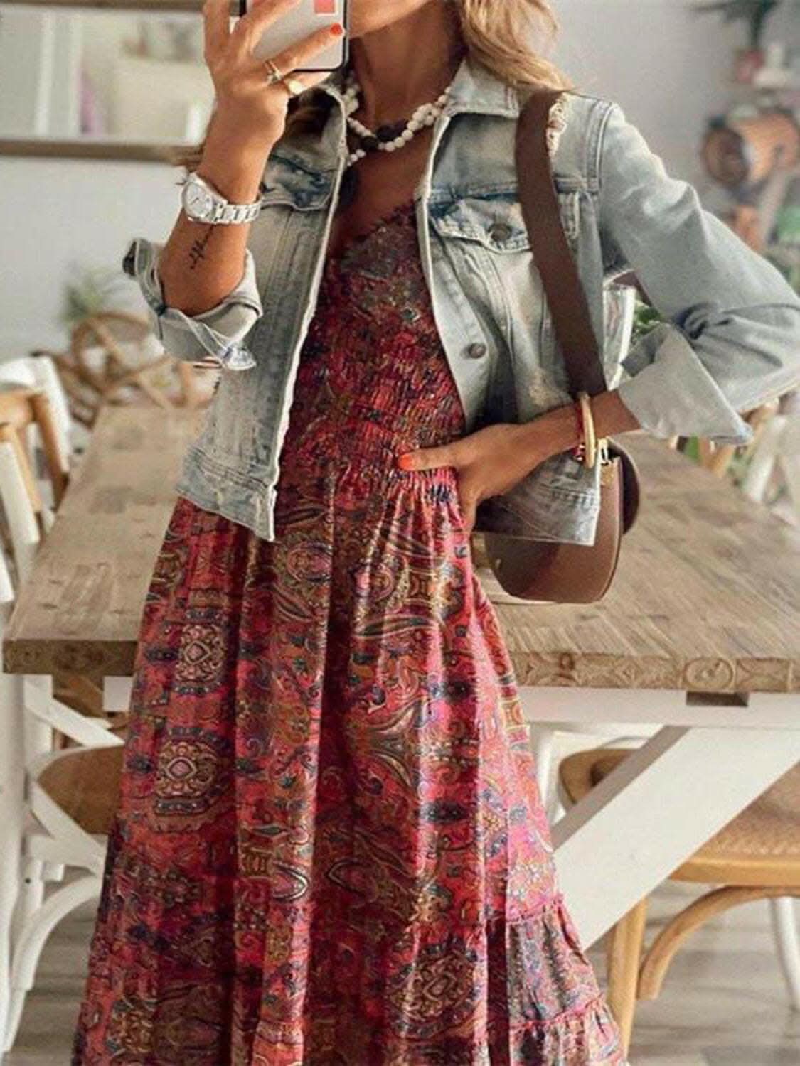 Chic smocked v-neck dress - Love Salve