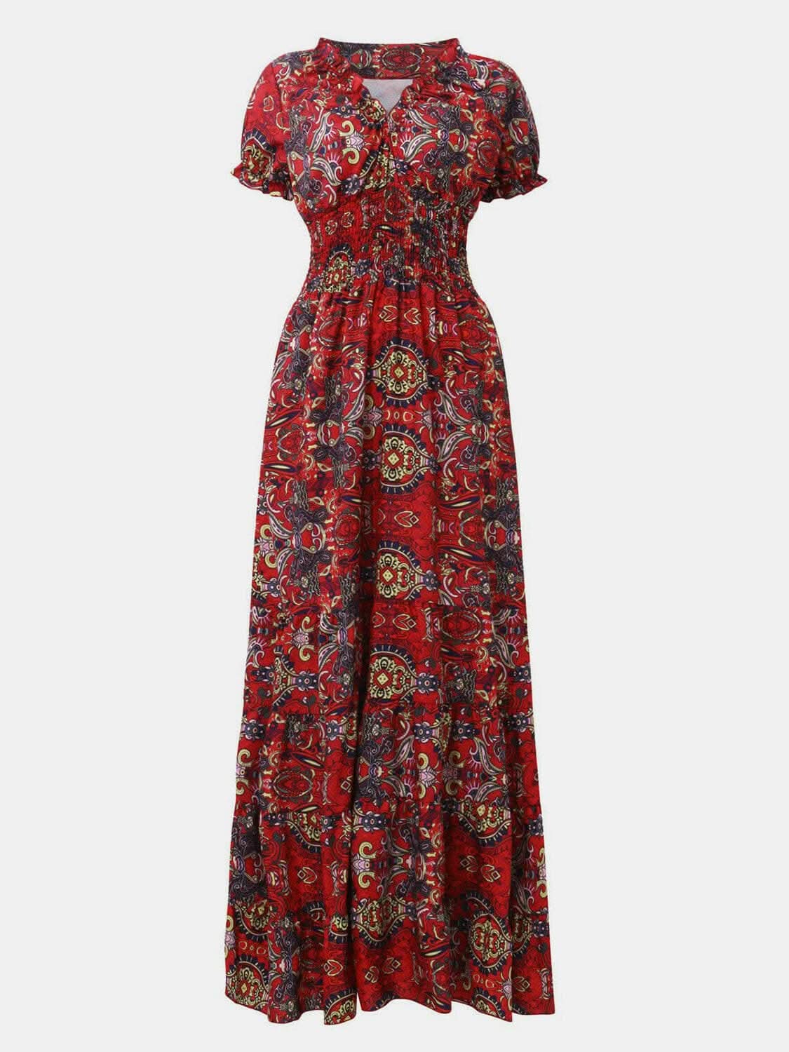 Chic smocked v-neck dress - Love Salve